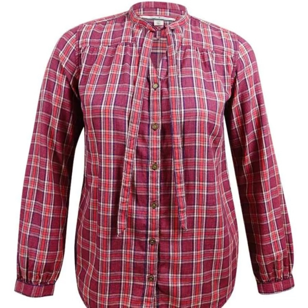 Tommy Hilfiger Plaid Tie-Detail Top